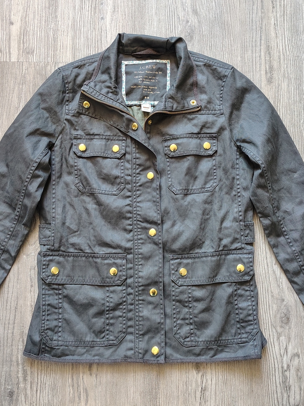 J.Crew Women's Downtown Field Jacket Green Cotton Utility Military Barn Size XS